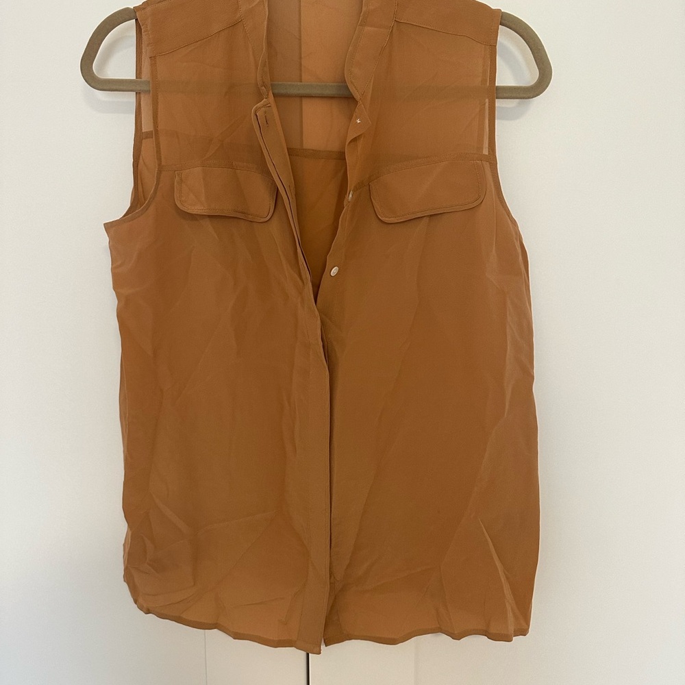 Women's Sleeveless Tan Blouse